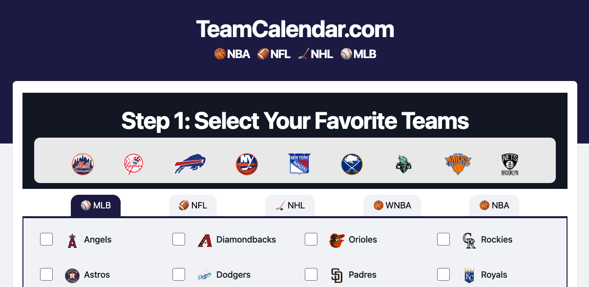 Image of teamCalendar.com homepage